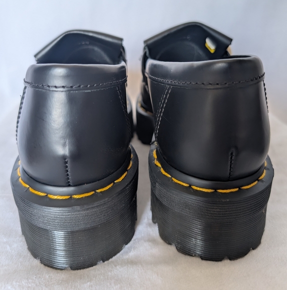 Dr. Martens Adrian Snaffle Quad Black/White Cow Print Horsebit Leather Loafers - Picture 10 of 14